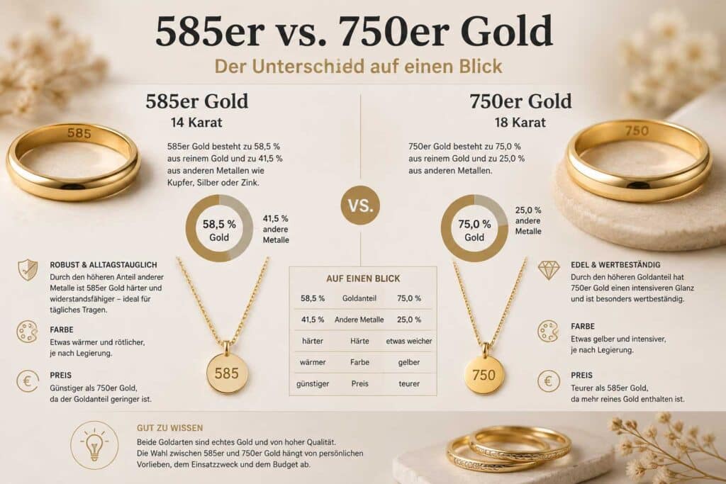 585er vs. 750er Gold im Vergleich